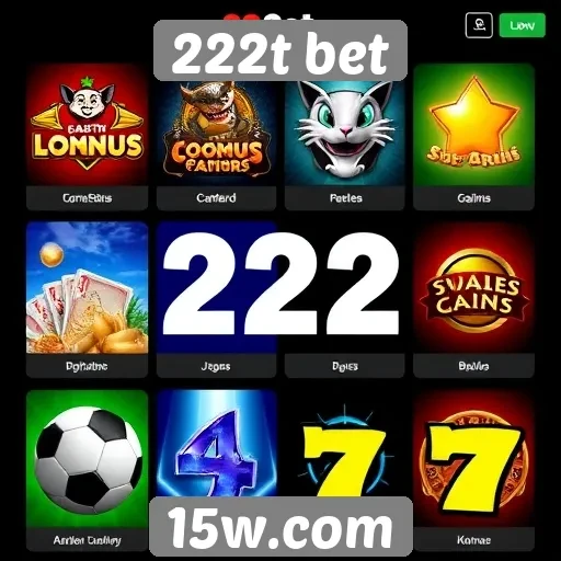 Variedade de jogos disponíveis na plataforma 222t bet